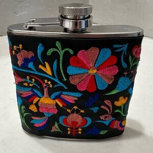 Embroidered Flask by Blush Bright Colors 4” Stainless Steel